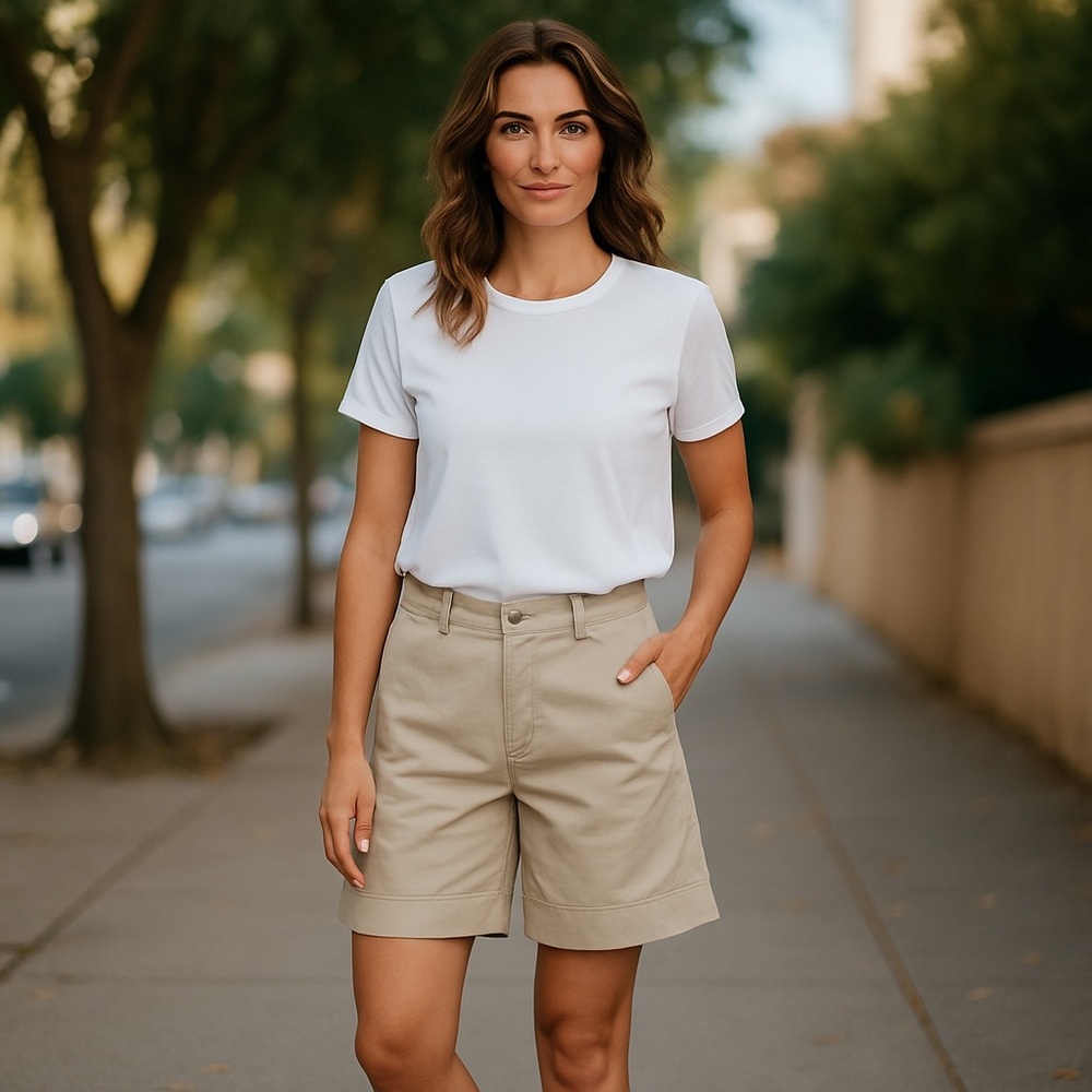 Vintage Women’s Hunt Club khaki Flat Front Shorts Sz 12